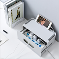 Storage Box and Cable Organizer with Power Strip Protection